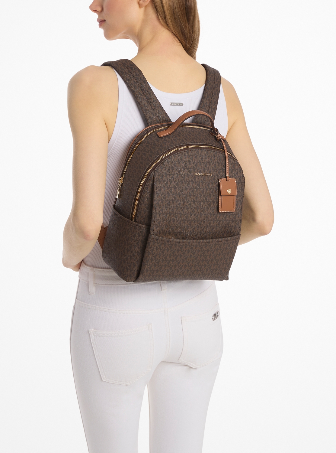 ✨正規品＆極美品‼️✨ マイケルコース シグネーチャー バックパック ブラウン SABLE(セイブル) バックパック ミディアム - MKシグネチャー