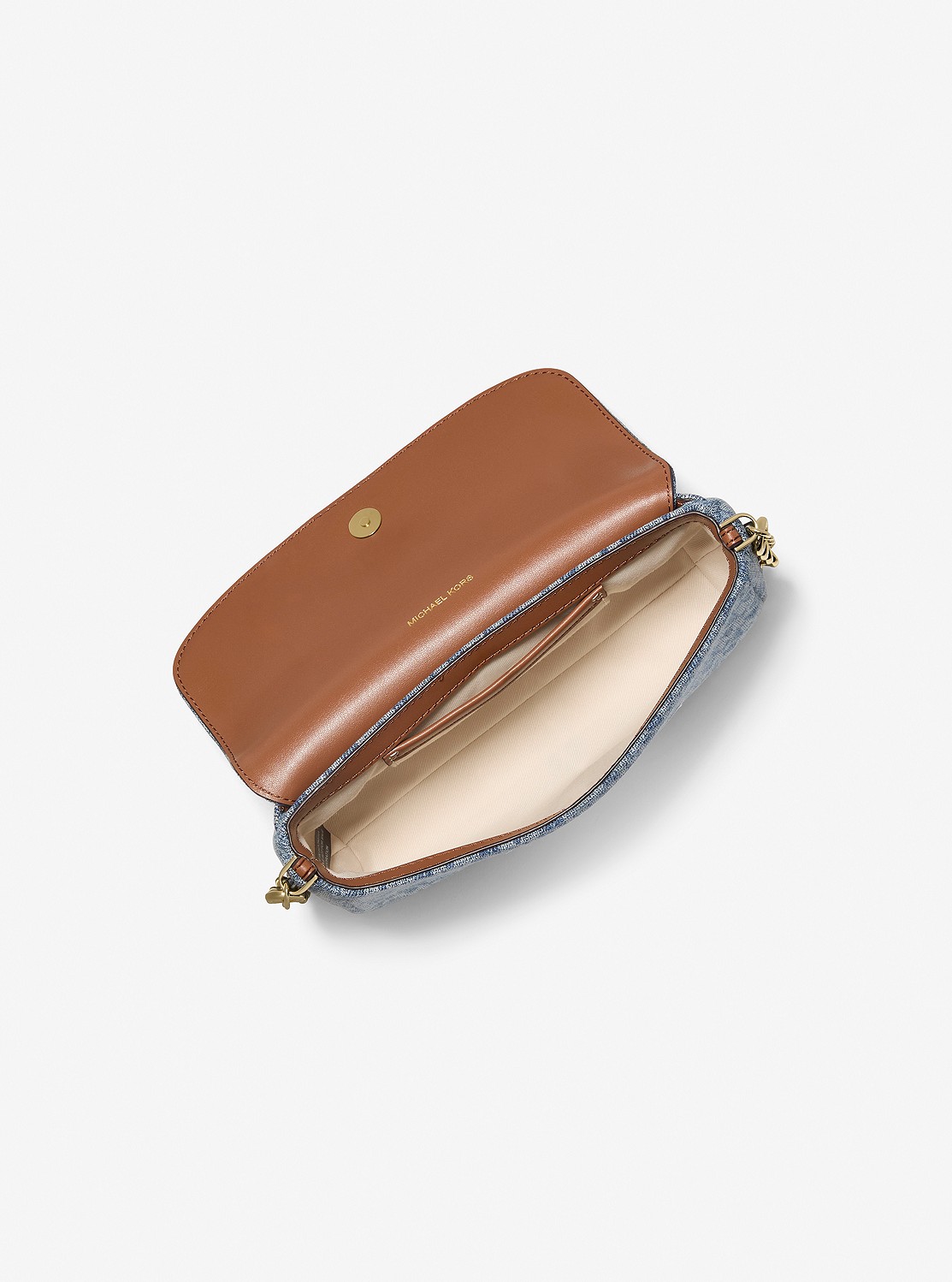 NOLITA(ノリータ) ロゴジャカードデニム フラップ チェーン クロスボディ スモール - MKシグネチャー | クロスボディバッグ・斜め掛け