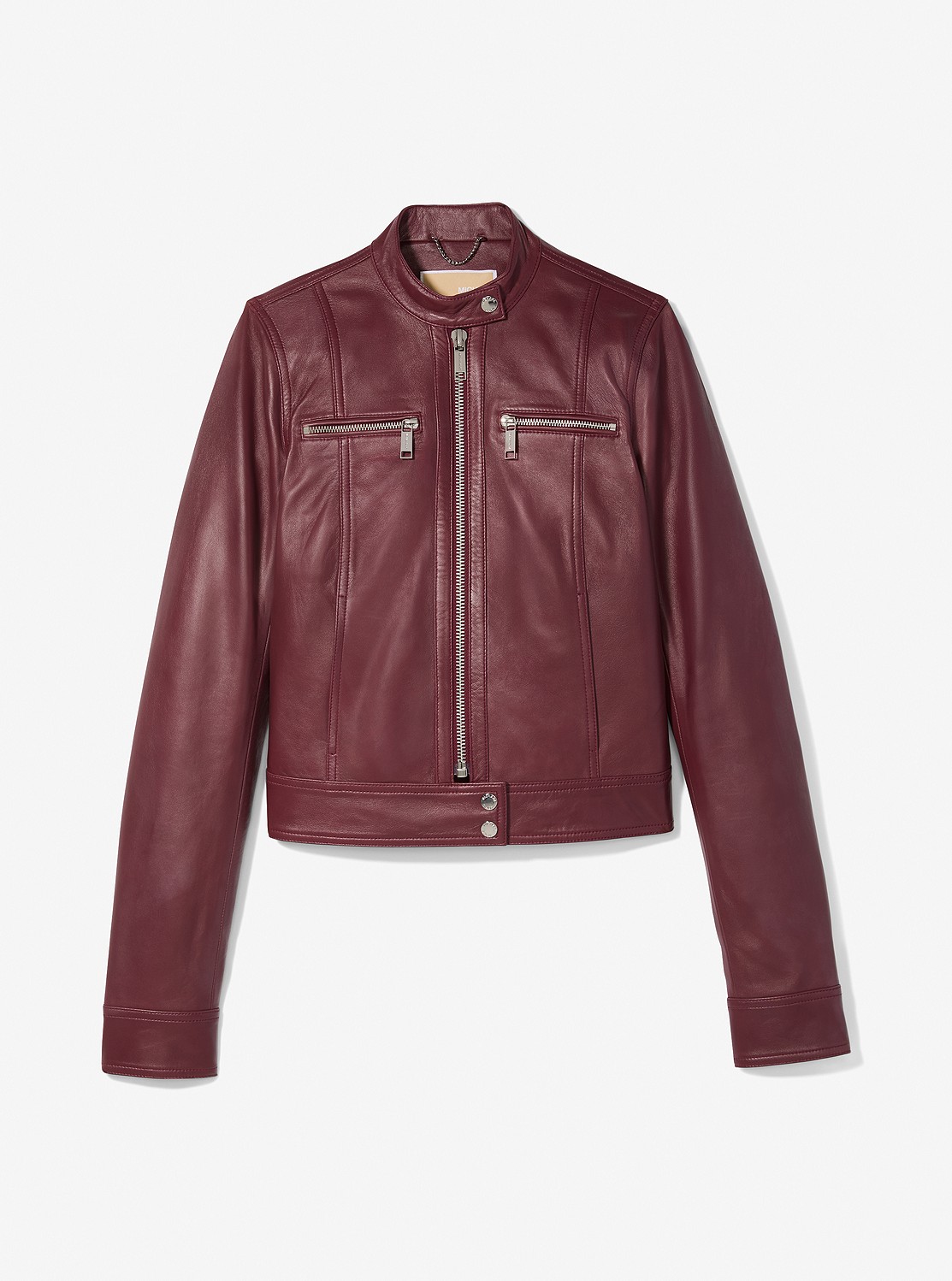 MICHAEL KORSジップ ライダース　革ジャン ジップ フロント レザー ジャケット | アウター・ジャケット