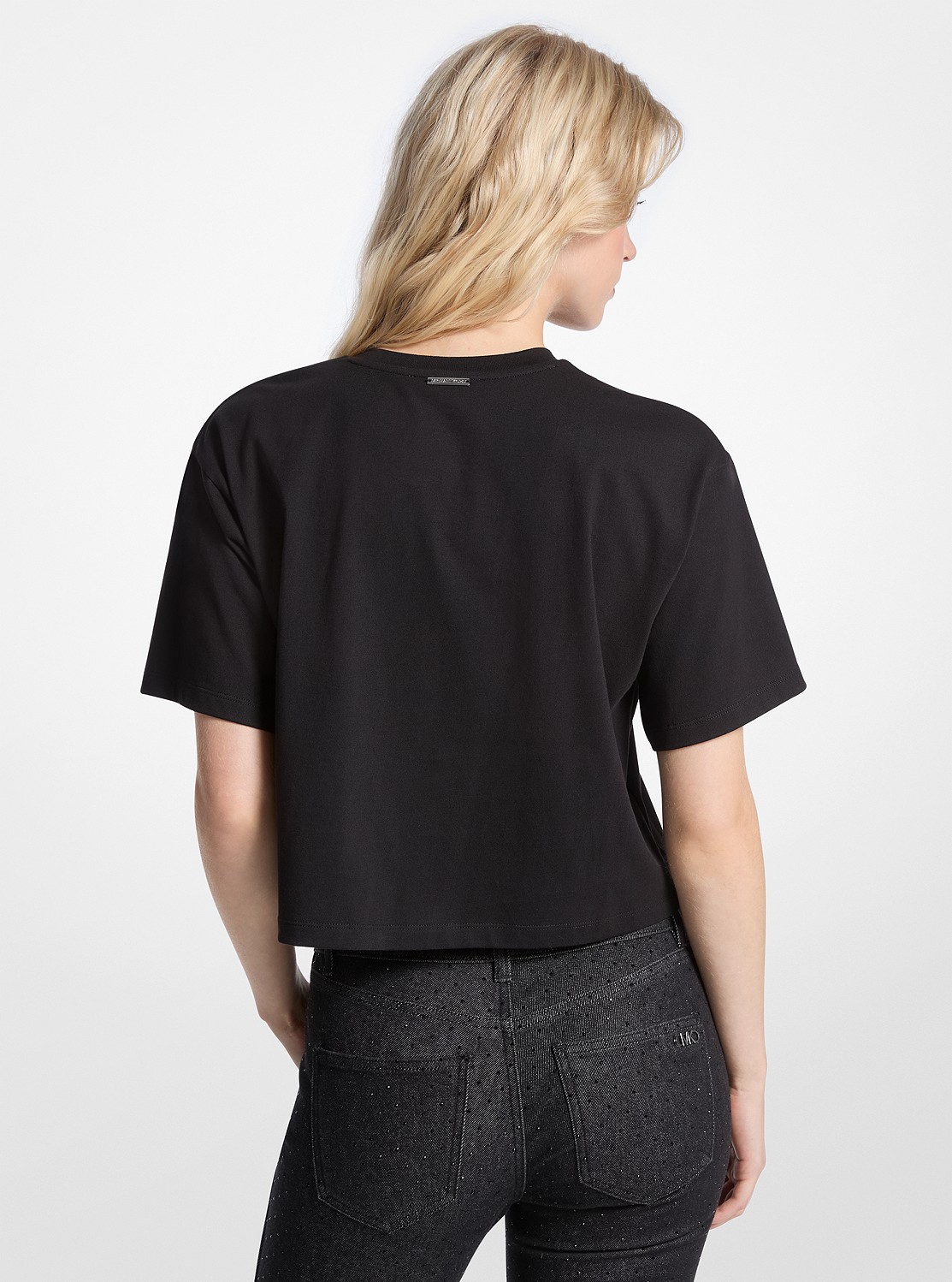 オーバーサイズ MK ラインストーン クロップ Tシャツ | トップス・シャツ