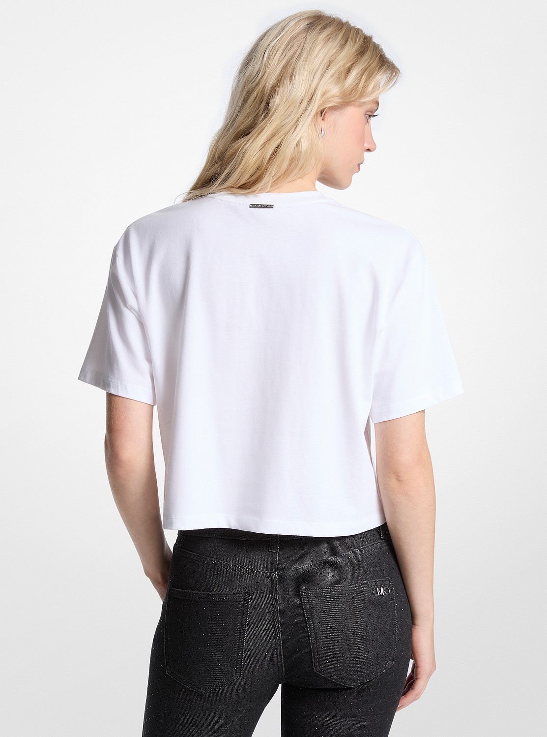 オーバーサイズ MK ラインストーン クロップ Tシャツ | トップス・シャツ