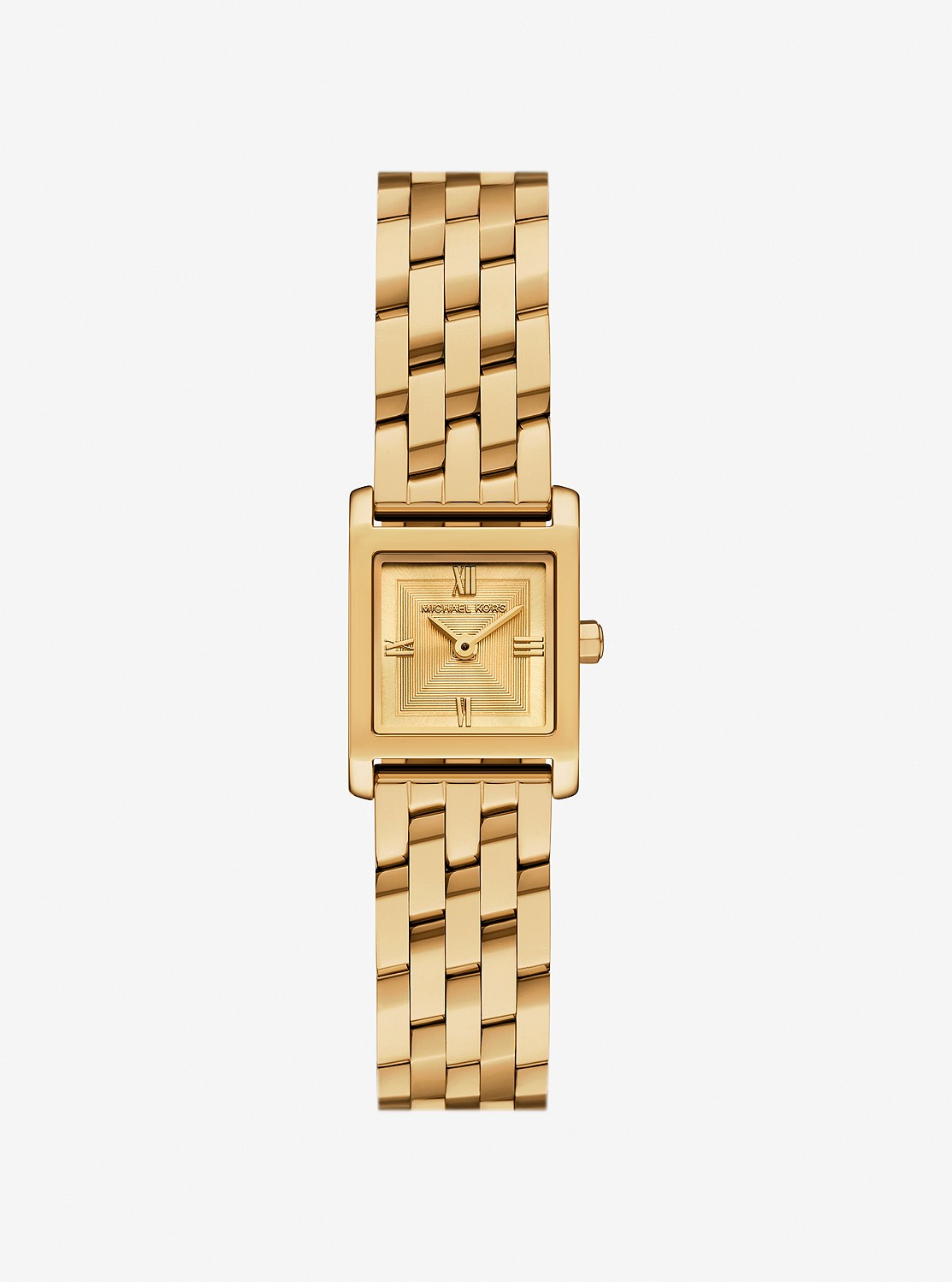 MICHAEL KORS 腕時計 gold×ラインストーン Oversized Maren Gold-Tone and Metallic Crocodile Embossed