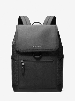 Michael Kors ブラックグレー バックパック Hudson Crocodile Embossed Leather and Logo Backpack