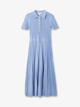 リブ ストレッチ ニット ポロ ドレス